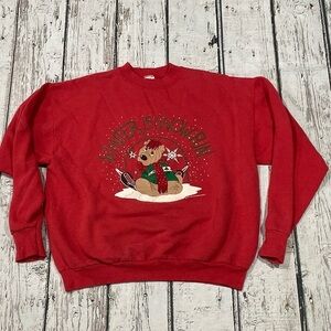 Vintage 90s Winter is Snow Fun 1990s Holiday Ugly Sweater Party Sweatshirt